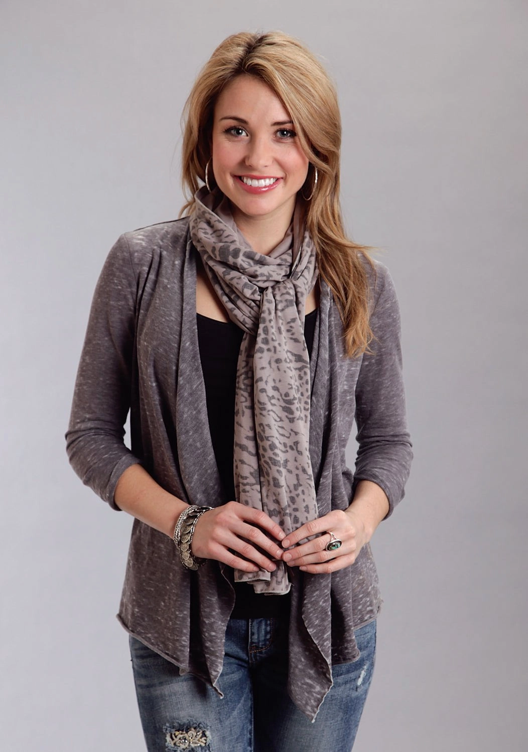 Stetson Womens Animal Print 80x20in Taupe Rayon/Spandex Scarf Ocean Vibes