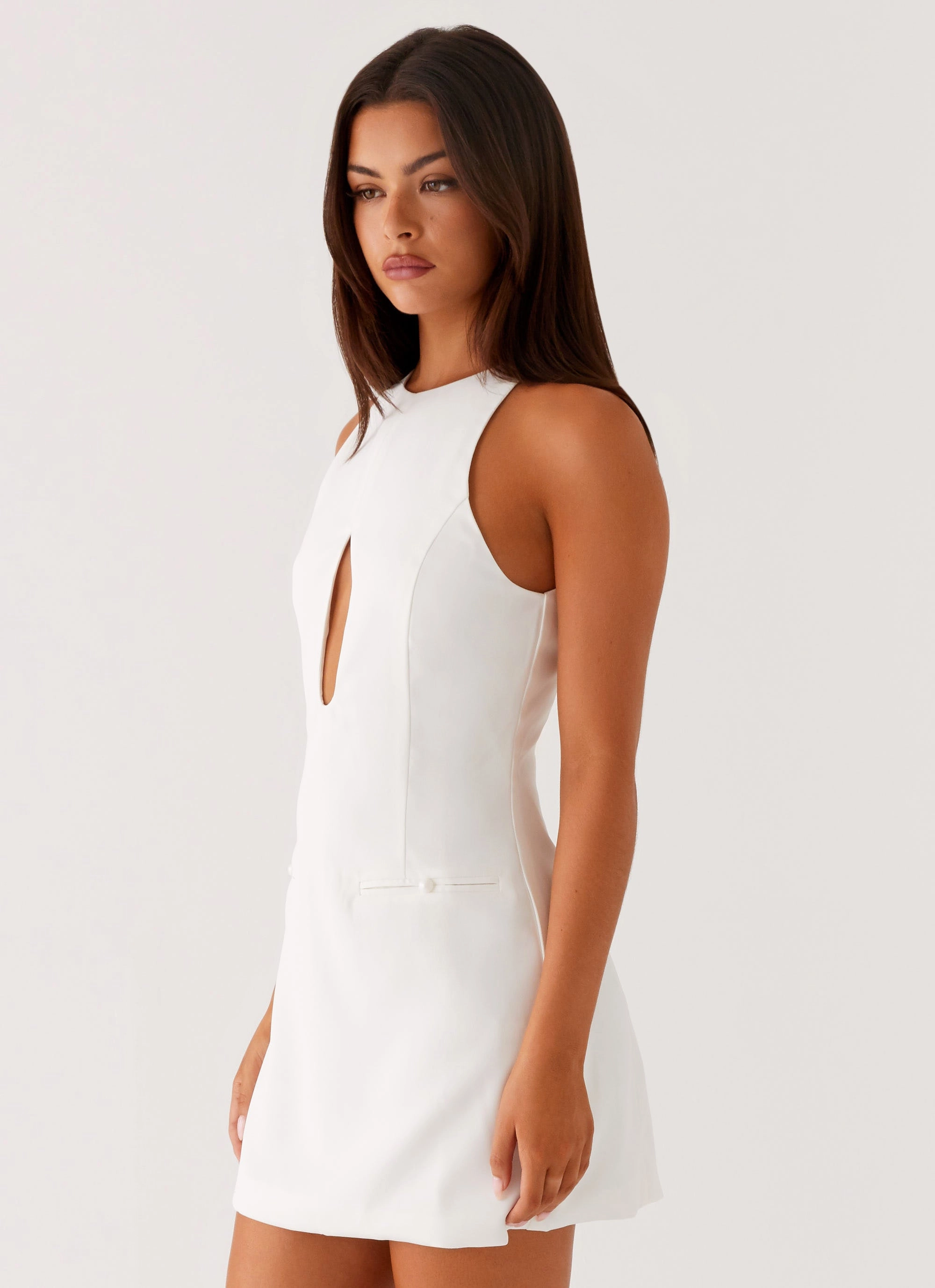 Bride Friend Trendy Everyday Stacy Mini Dress - White