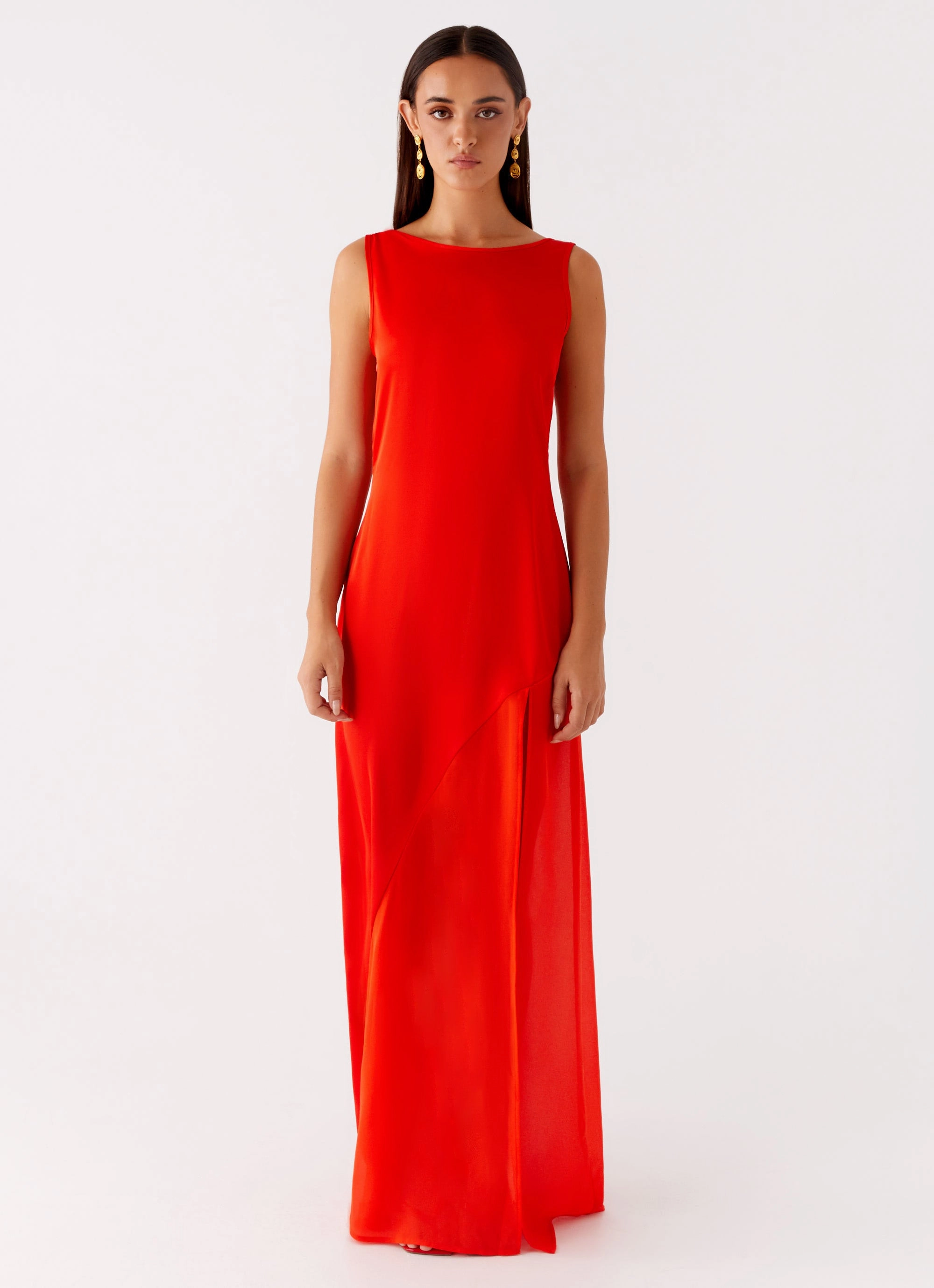 Ramiro Maxi Dress - Red Straight-Cut