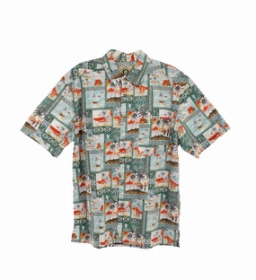 Scully Mens Island Surfers Pine 100% Cotton S/S Shirt Abrasion resistant