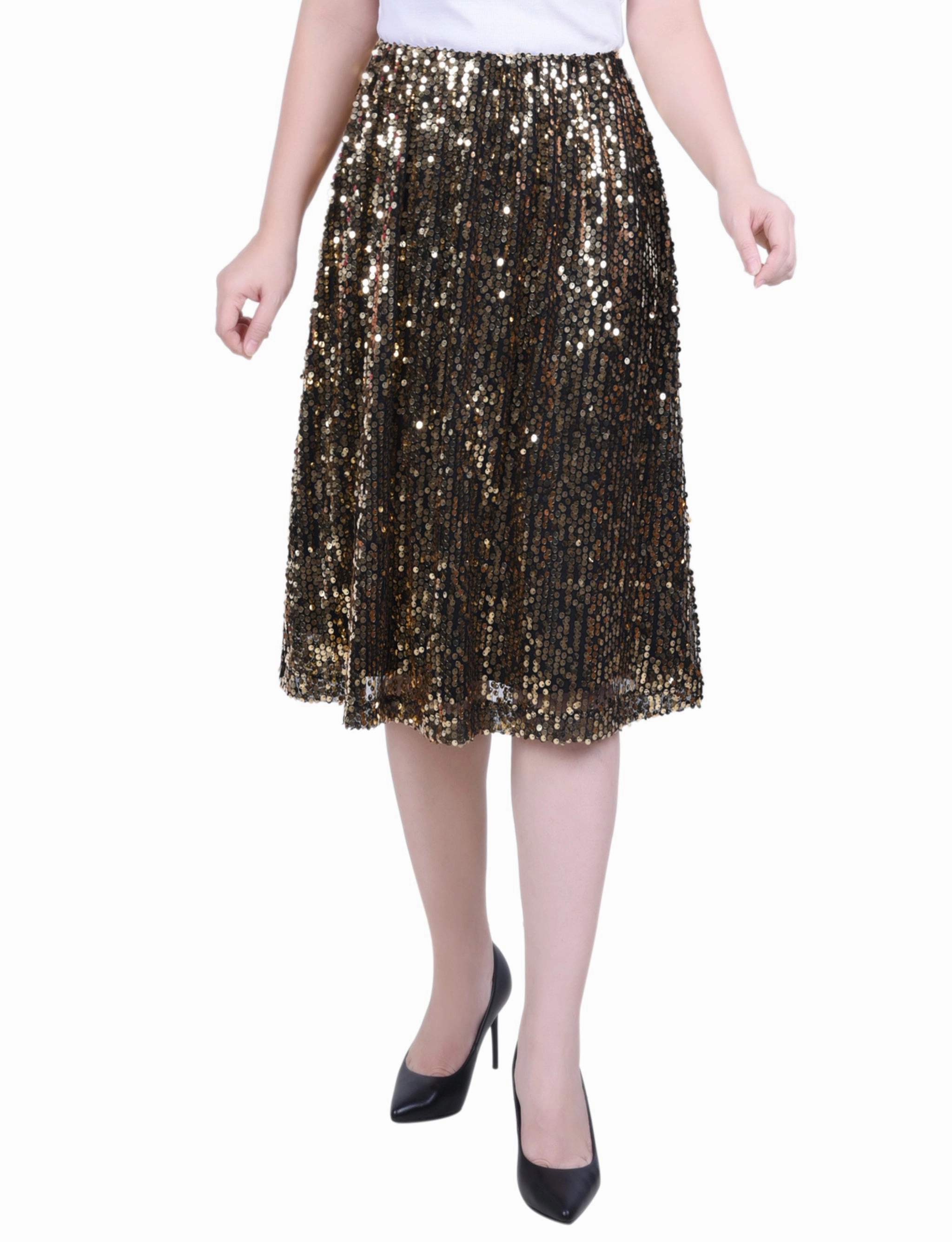 Petite Knee Length Sequined Skirt Quick Fit