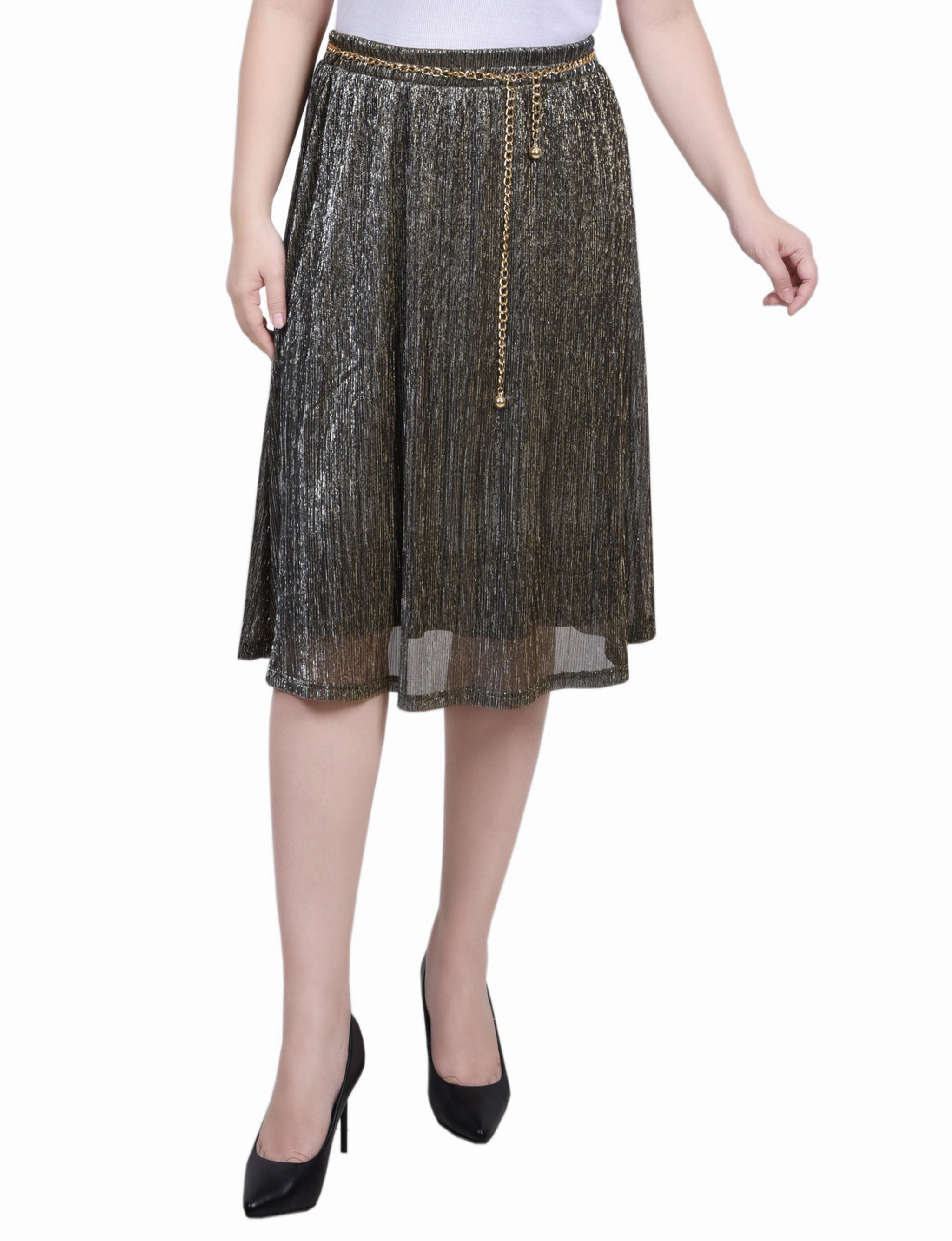 Petite Plisse Mesh Skirt With Belt Seasonal Essential