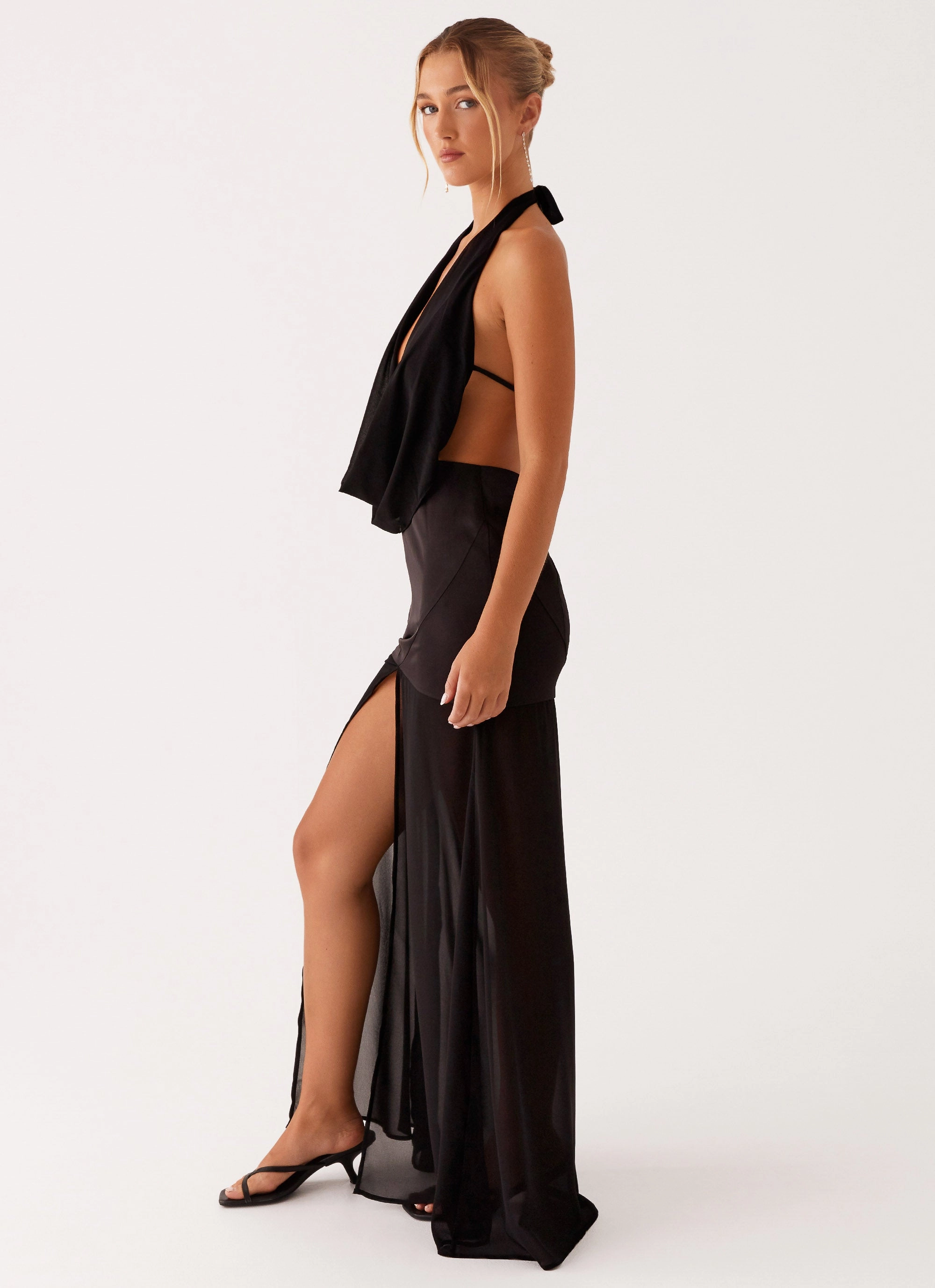 Fenella Maxi Dress - Black Dreamy Flow wrap waist