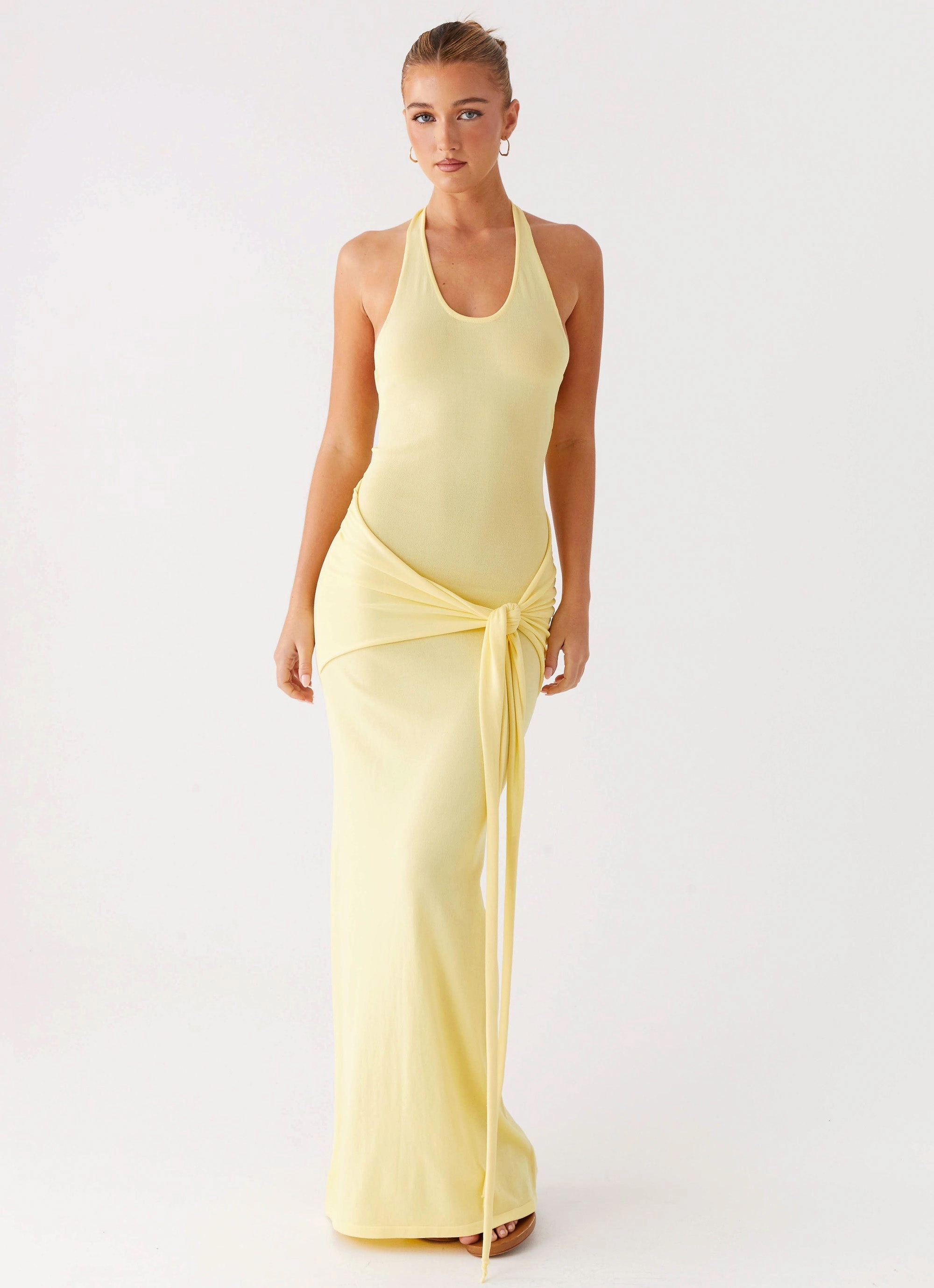 Fall Go Pina Colada Knit Maxi Dress - Yellow