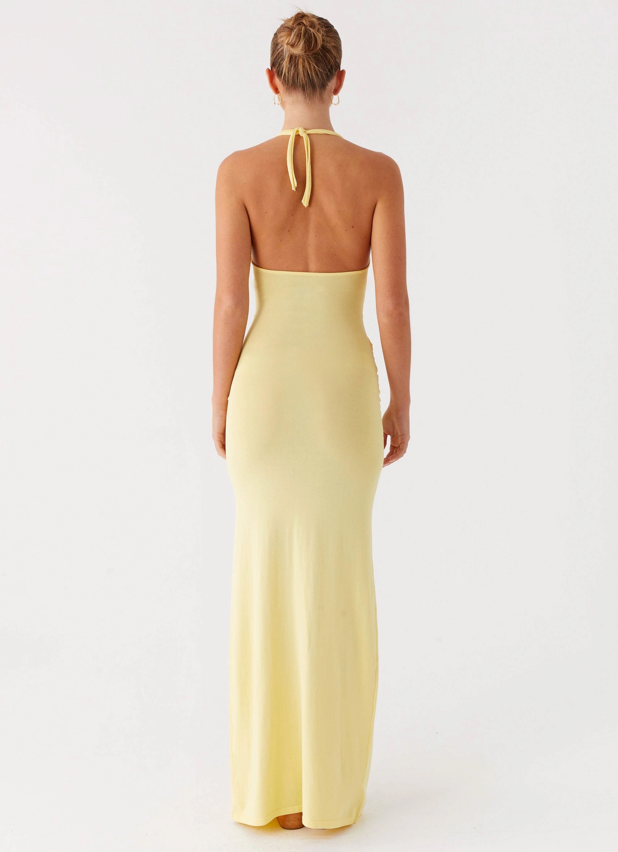 High Waist Winter Proof Pina Colada Knit Maxi Dress - Yellow