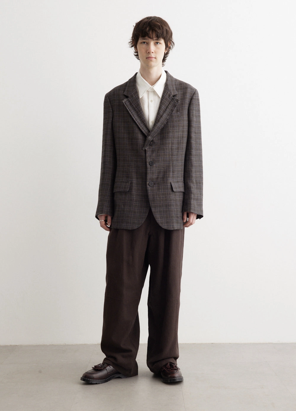 Classic Urban Wear Plaid Decorative Cloth 3 Buttons Jacket