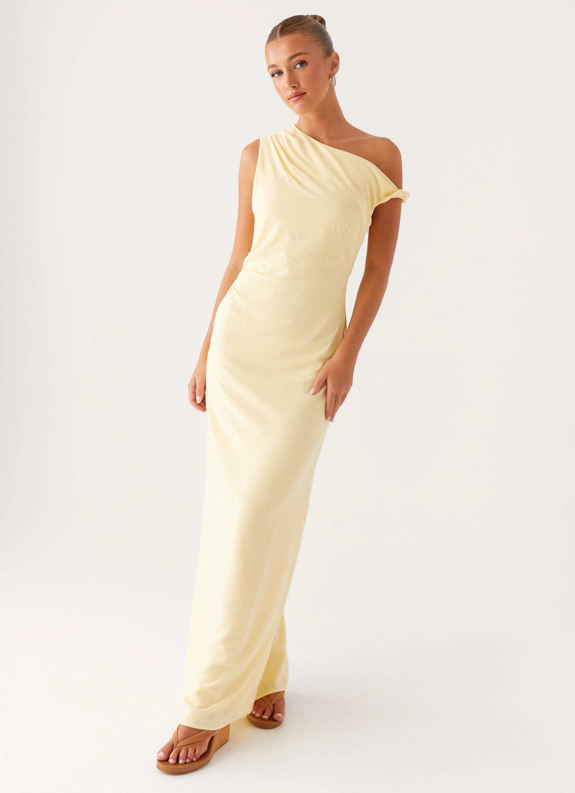 Pleated-Texture Mckenna Maxi Dress - Yellow