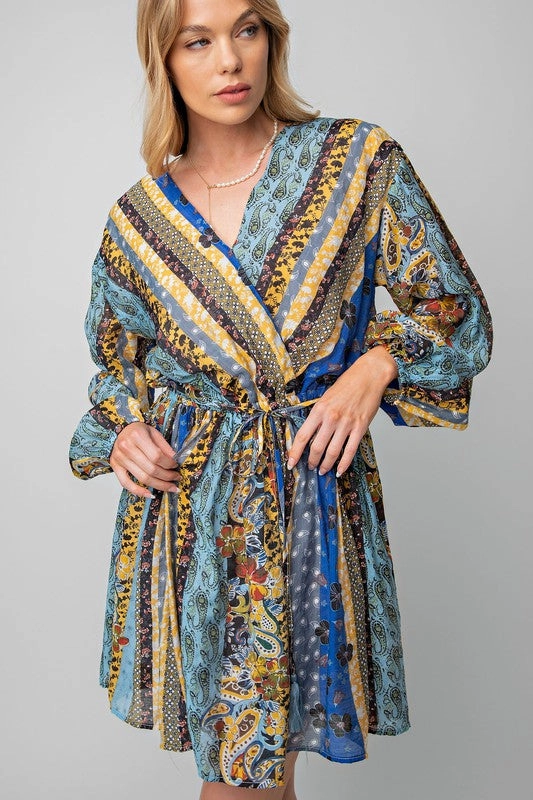 Feminine Energy MANDY PRINTED COTTON VOILE SURPLUS DRESS