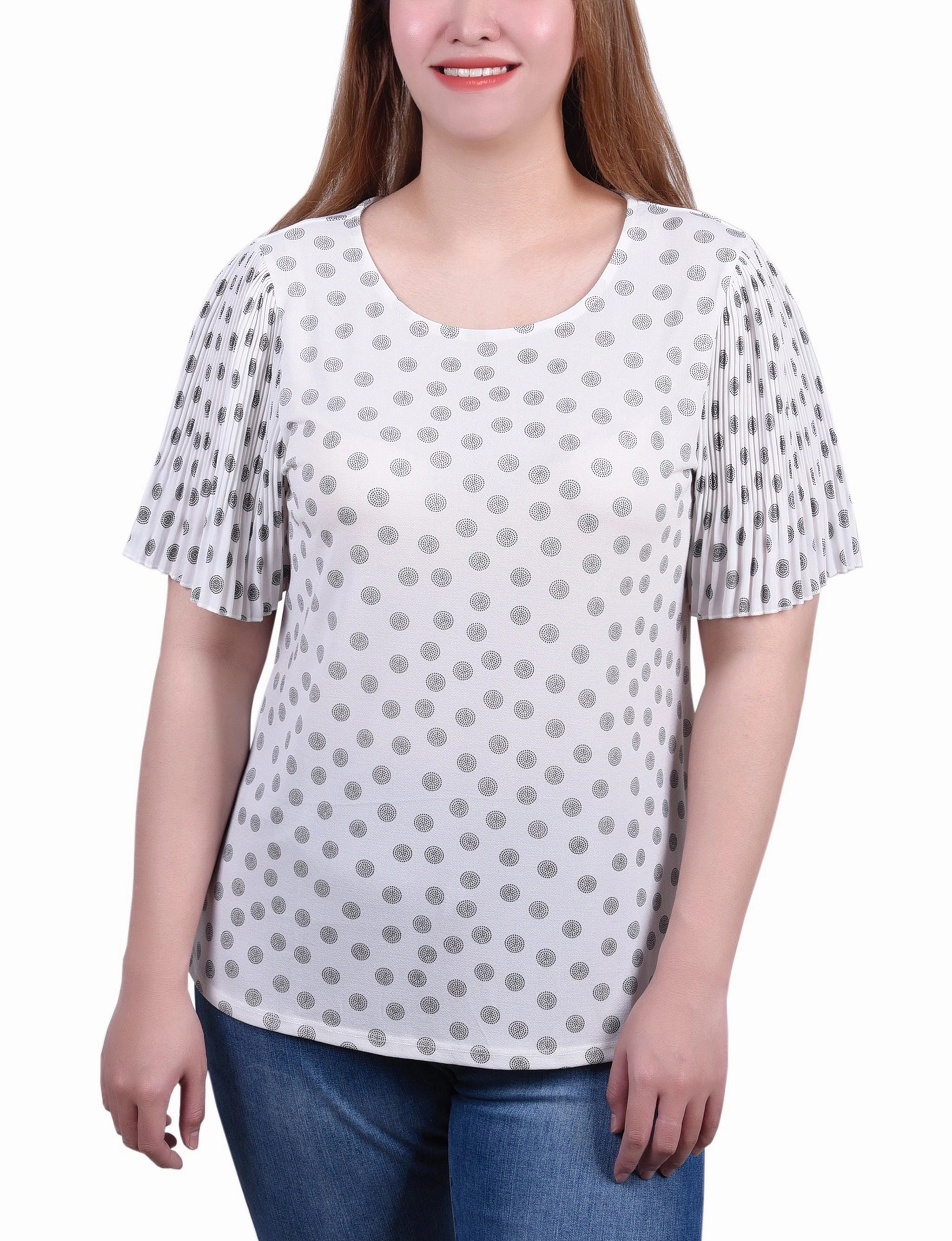 Pleated-Sleeve Top Microfiber softness Breathable fabric