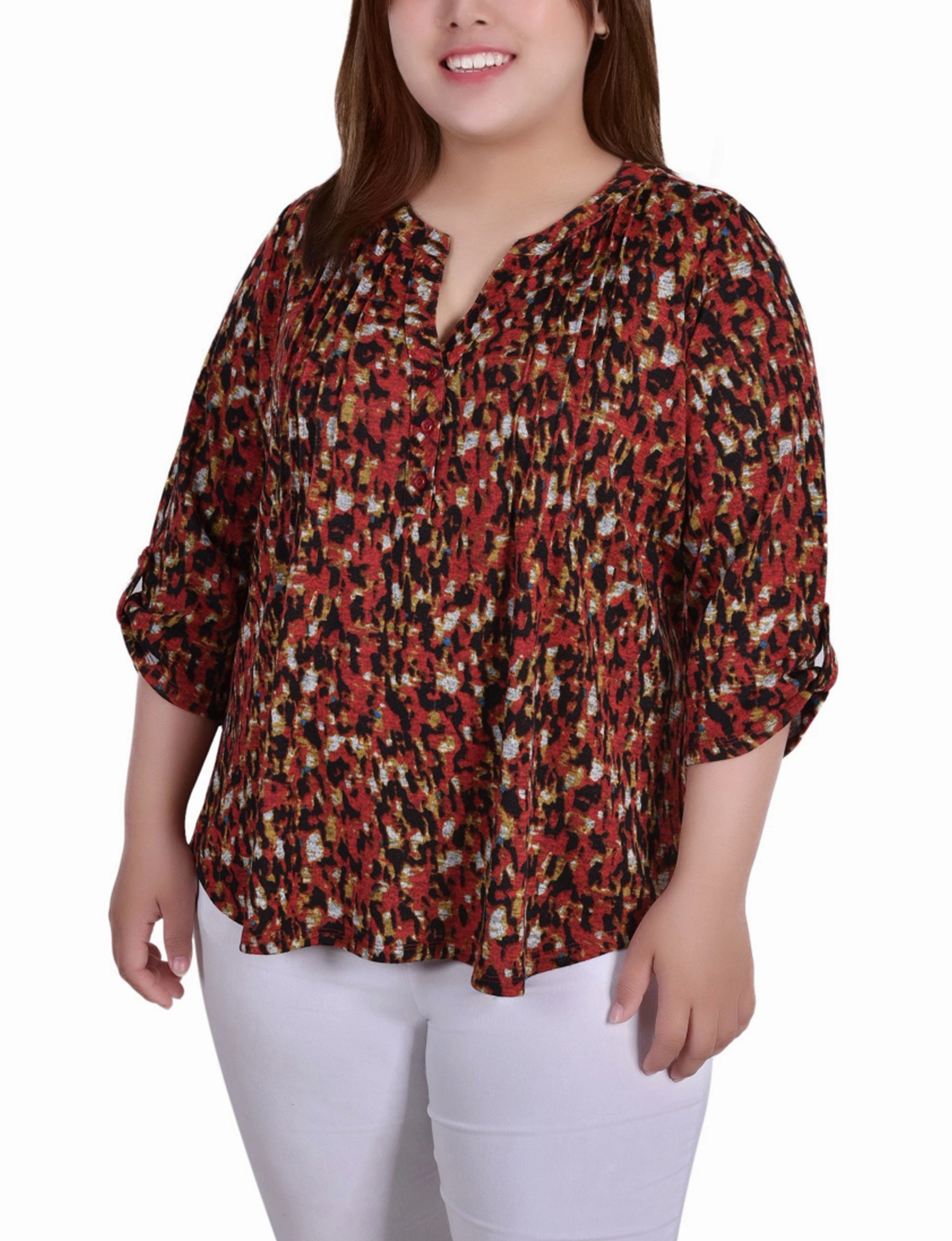 Plus Size 3/4 Roll Sleeve Top Tall Girl