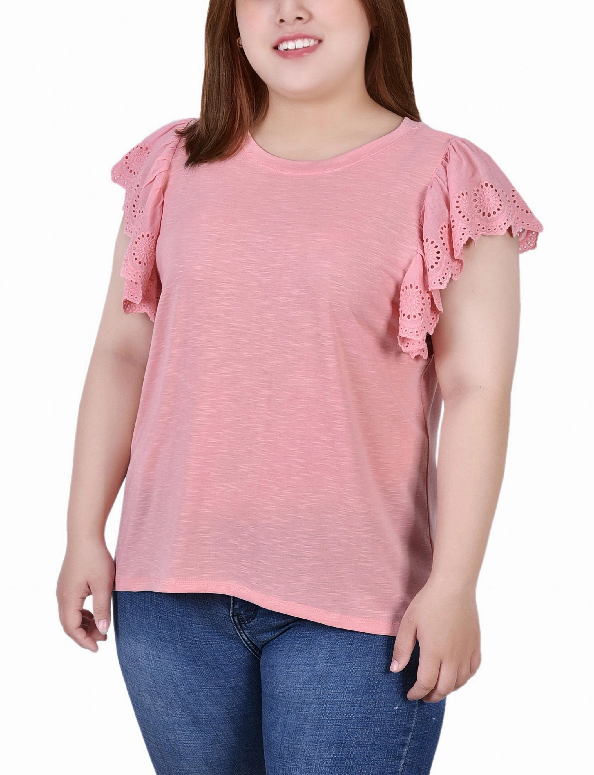 Plus Size Flutter Sleeve Slub Knit Top Soft and Chic Effortless Piece