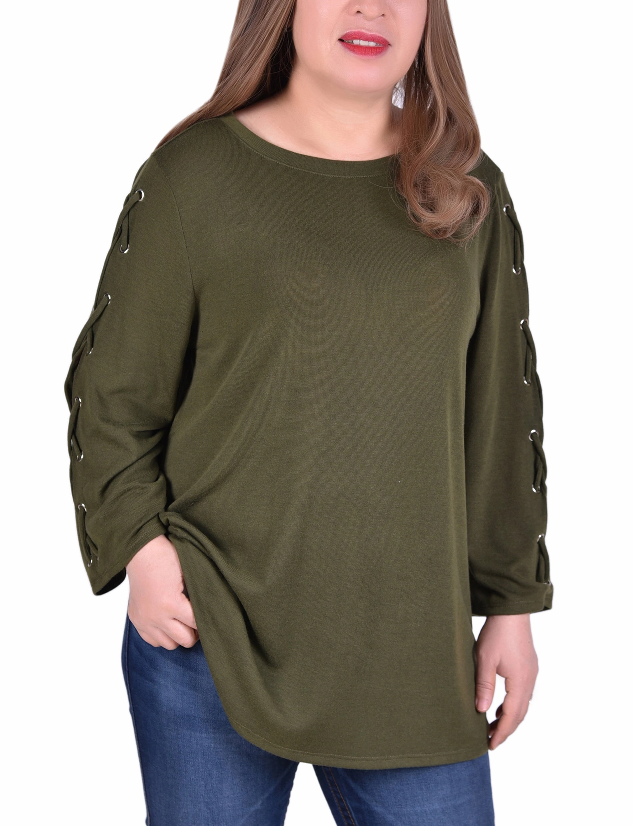 Plus Size Laced Sleeve Top Art Soul Photo Bright
