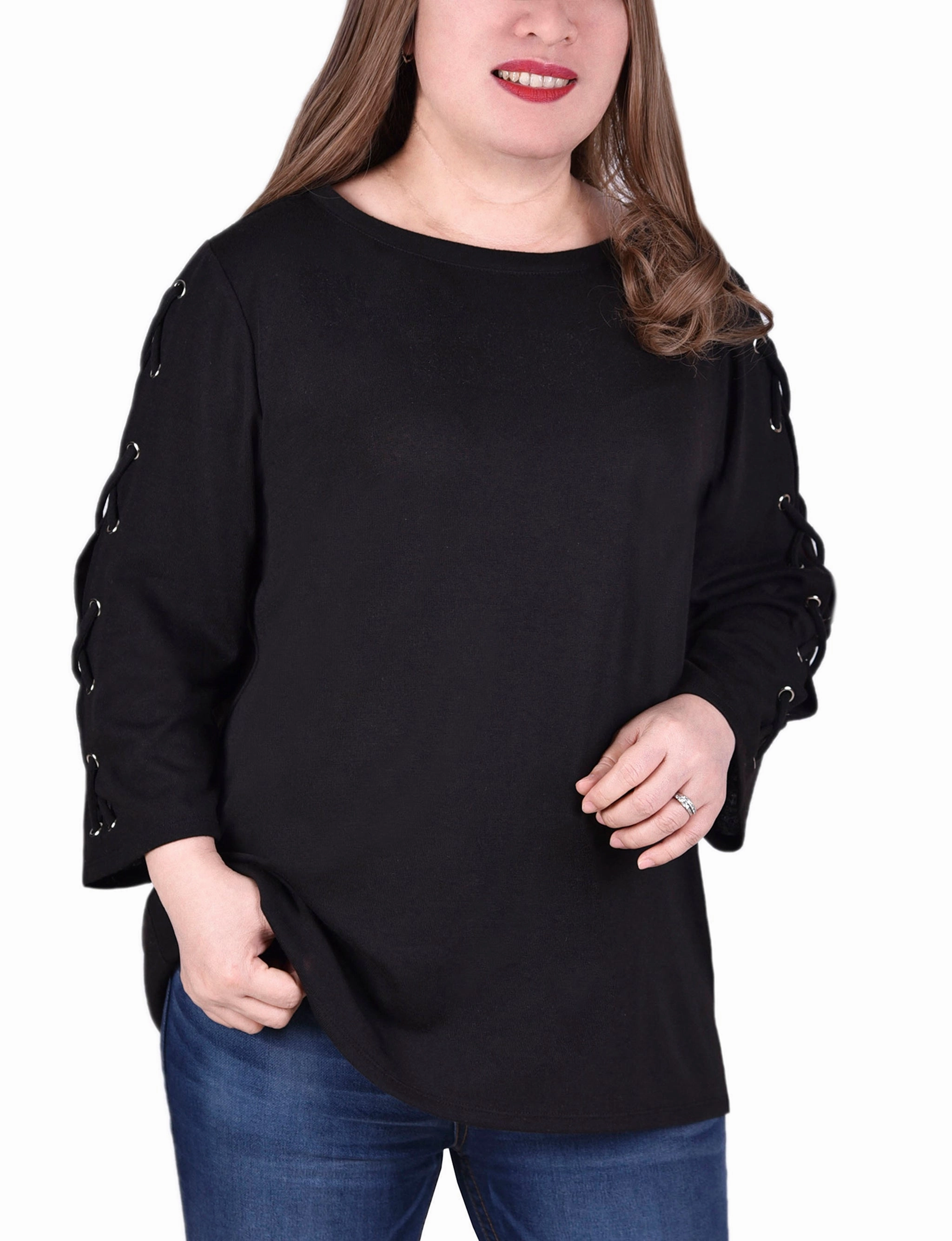 Plus Size Laced Sleeve Top Relaxed outdoor dress A Line Cut