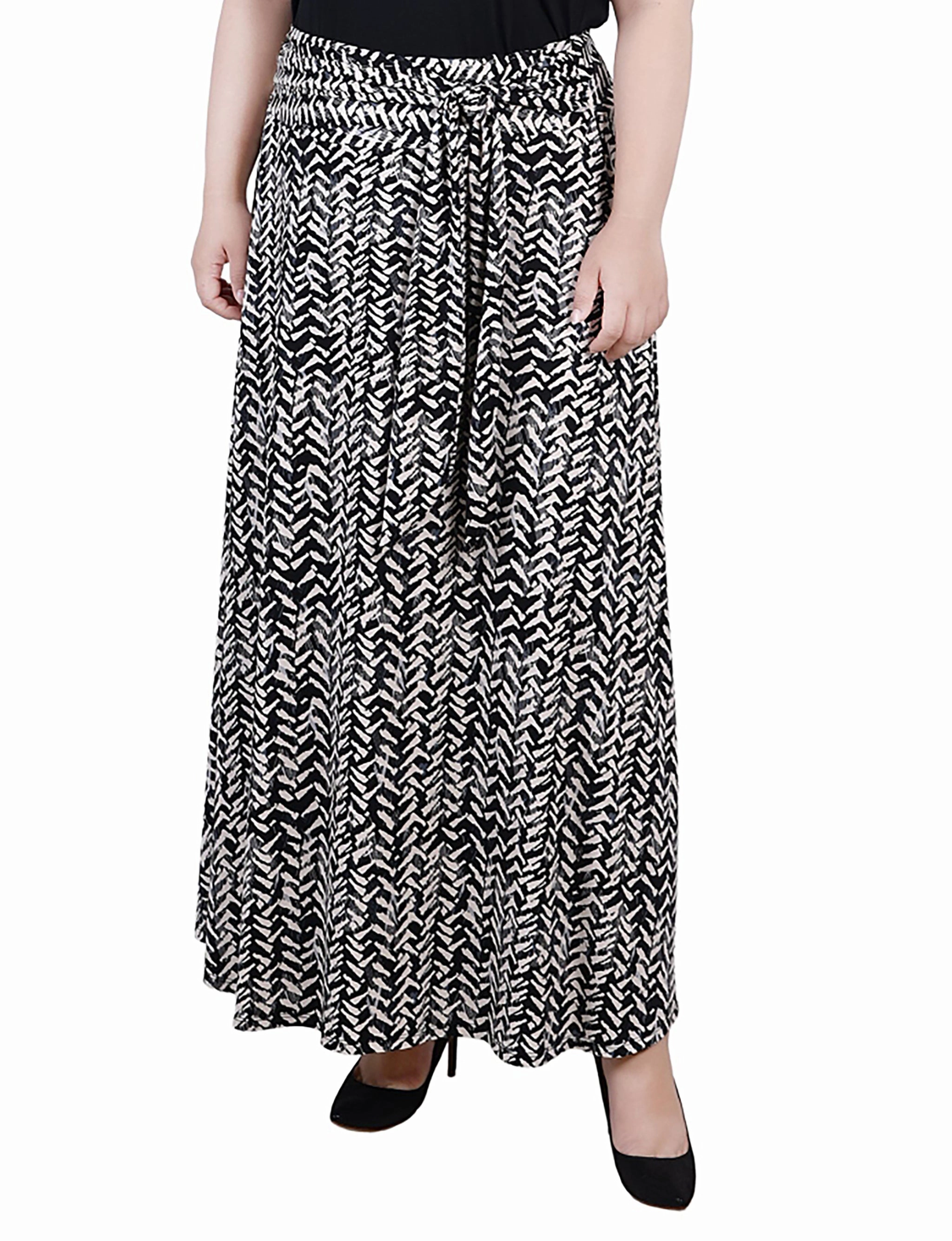 Natural Feel PlushLining Plus Size Maxi Skirt With Sash Waist Tie
