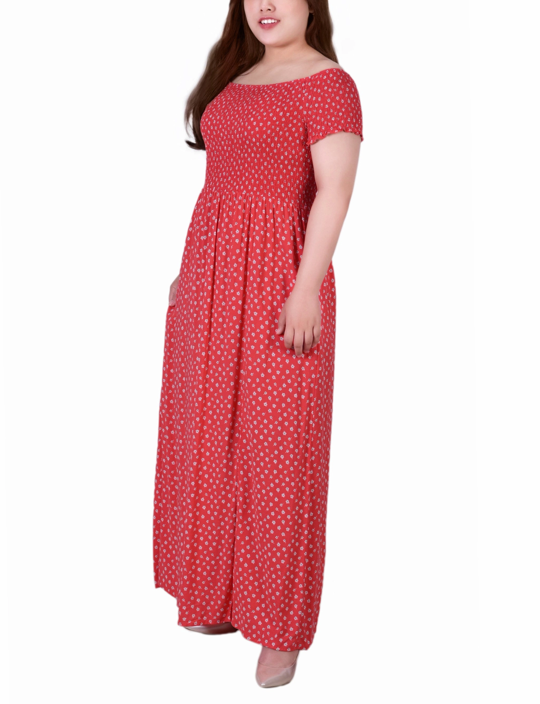 Perfect for Layering Plus Size Smocked Bodice Maxi Dress