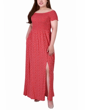 Plus Size Smocked Bodice Maxi Dress Chill Detail Urban Feel