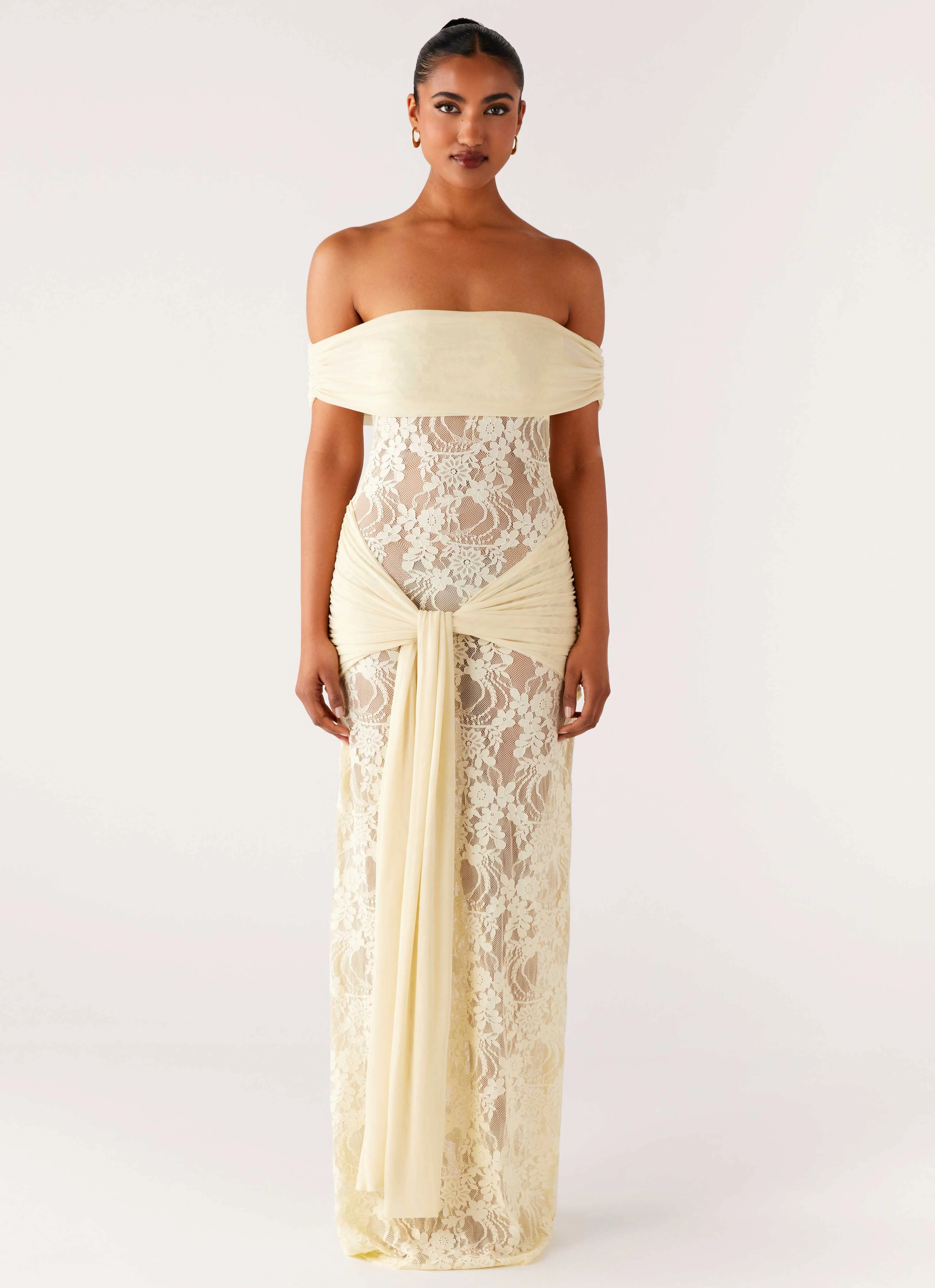 Gracie Twist Maxi Dress - Yellow Flow Friendly Sleek Style