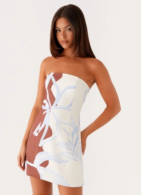 Bodycon-Fit Denby Strapless Mini Dress - Bloom Wave Print