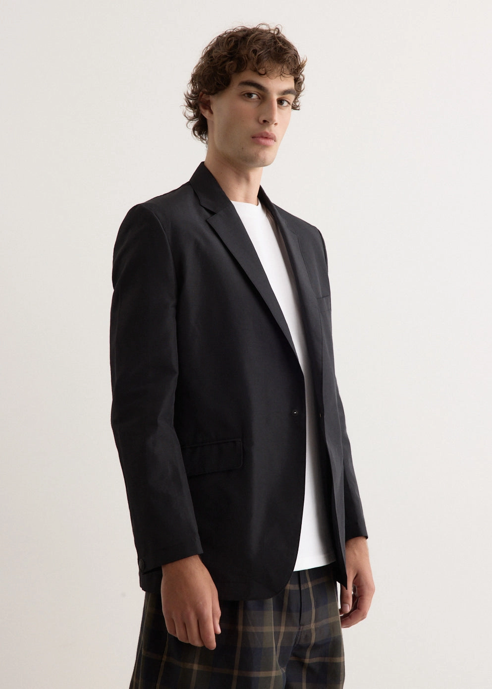 Polyester Ramie Poplin Tailored Jacket Eco Nice Abrasion Proof Shoulders