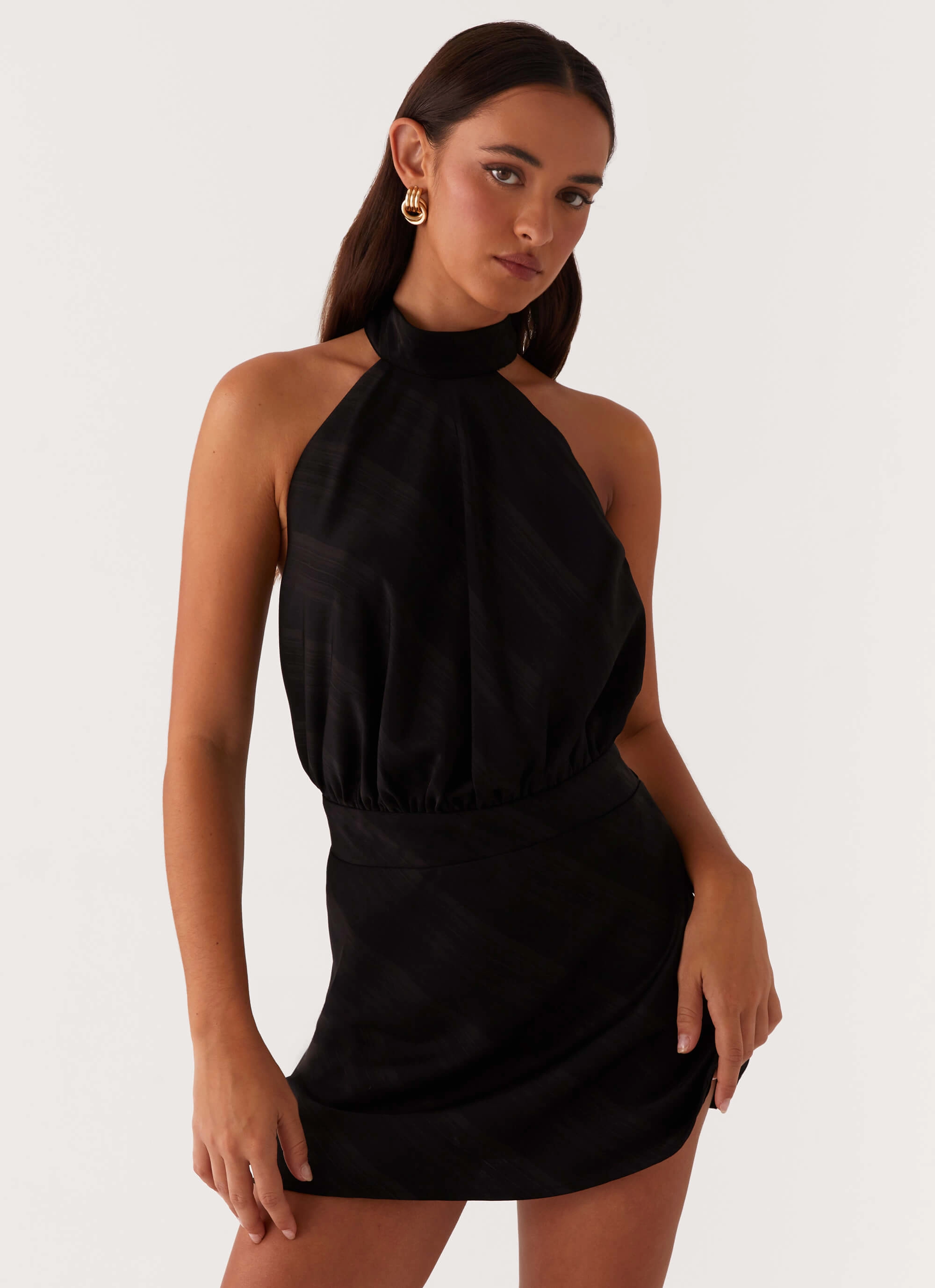 Comfy and Chic Camera Shy Mini Dress - Black