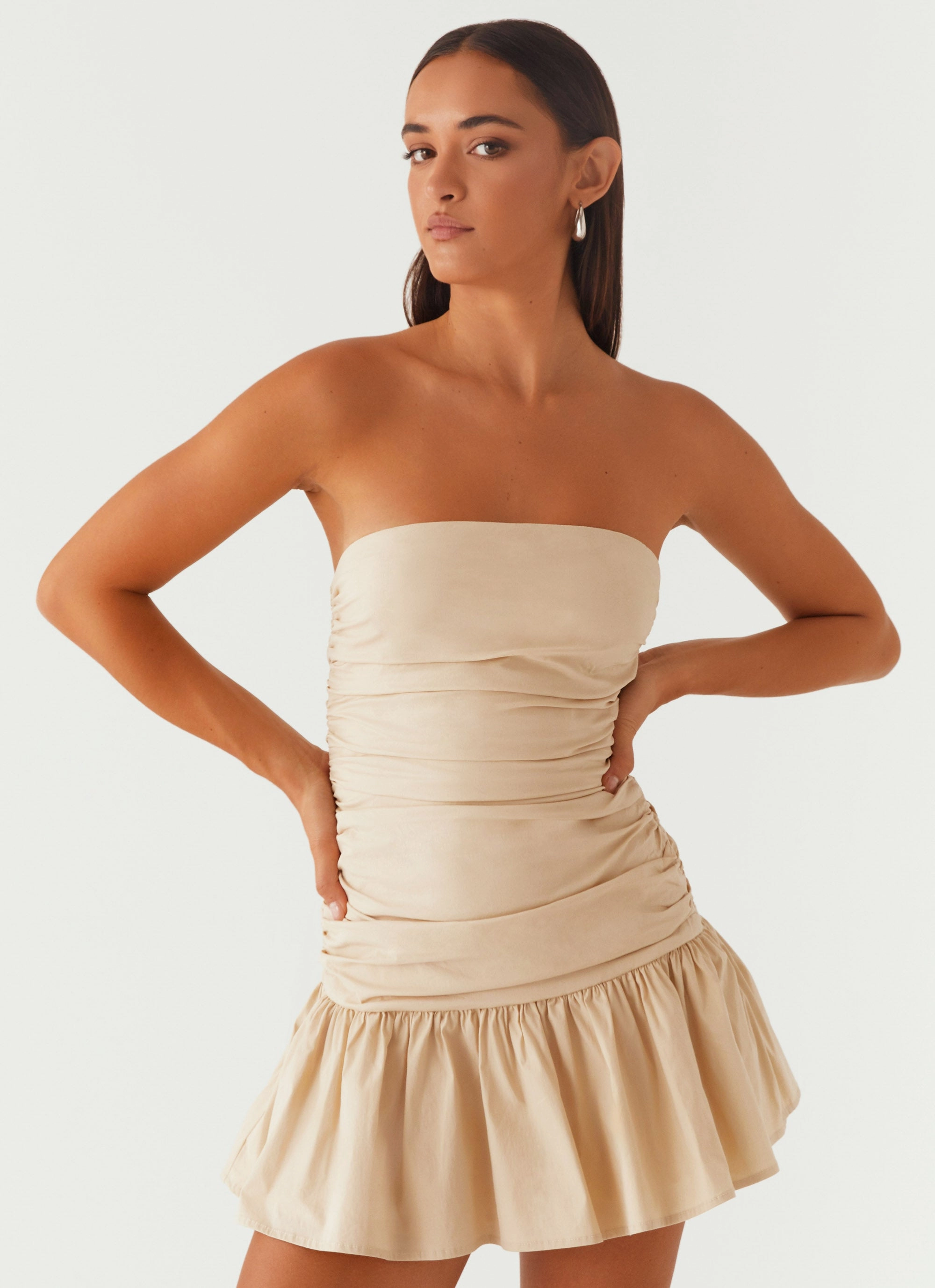 Carmel Mini Dress - Ivory Cool Drape