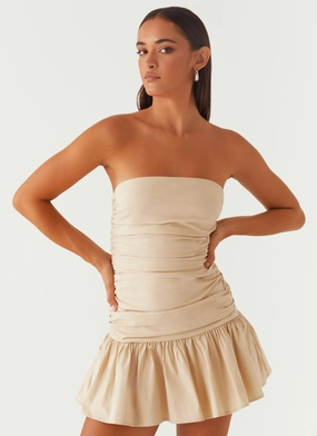 Carmel Mini Dress - Ivory Cool Drape