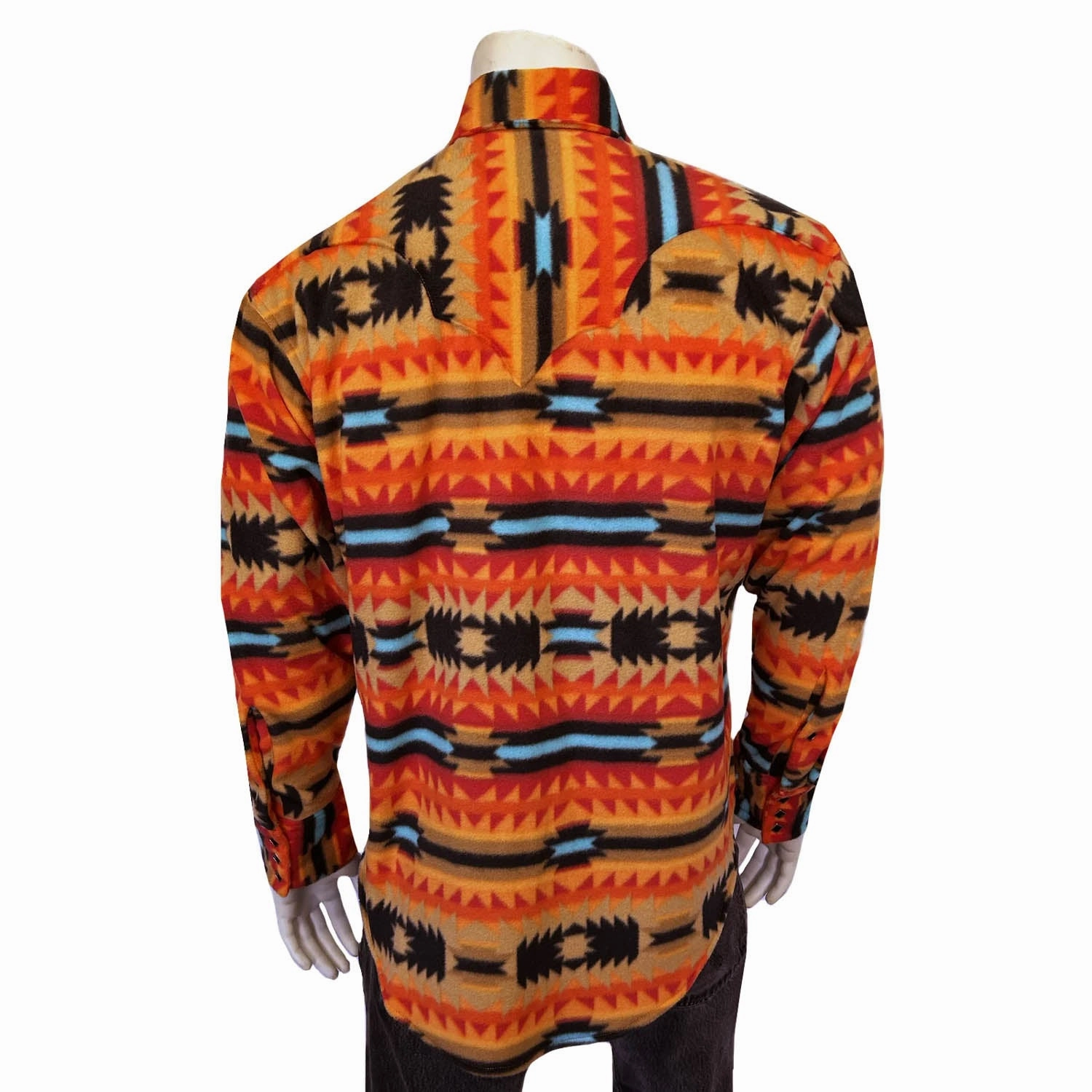 Stylish Element Patterned Texture Rockmount Mens Native Pattern Western Red/Black Fleece L/S Shirt
