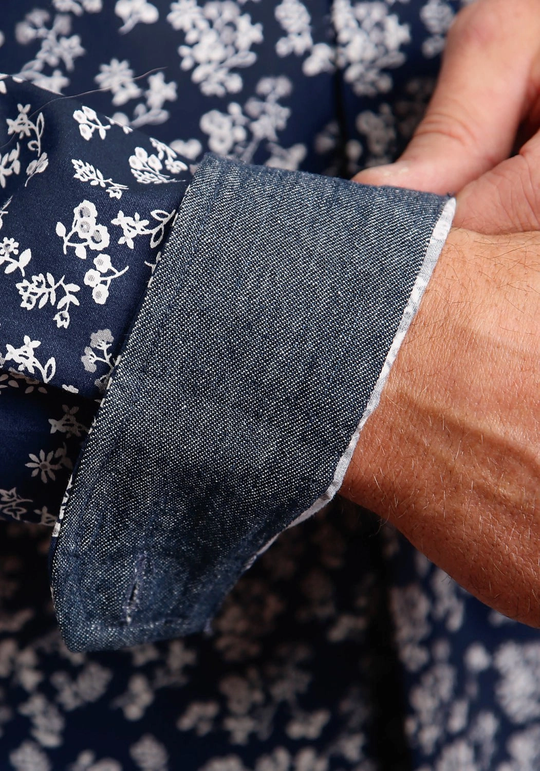 Stetson Mens Blue 100% Cotton Frontier Floral BD L/S 1 Pkt Shirt Multipurpose Layering Fabric