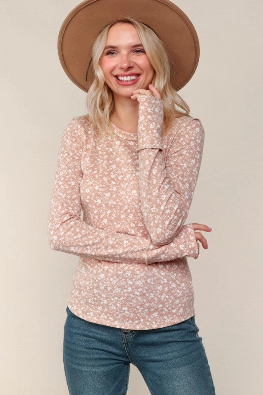 Eco friendly materials Kelly Knit Top Banded Long Sleeve W/ Thumb Hole