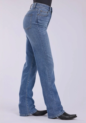 Stetson Womens 915 High Rise Plain Back Blue Cotton Blend Jeans Chill Outfit Relaxed Style Earthy Eco Friendly Dye