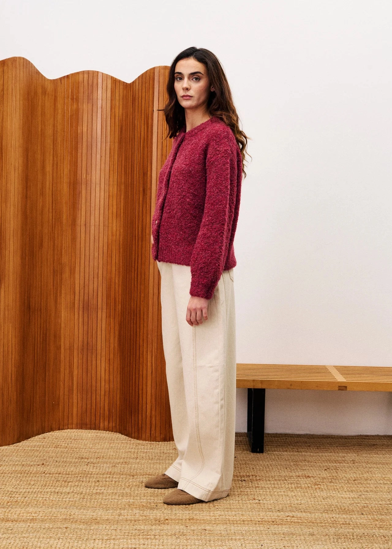 FRNCH Selkirk Cardigan - Bordeaux All-Day Knitwear