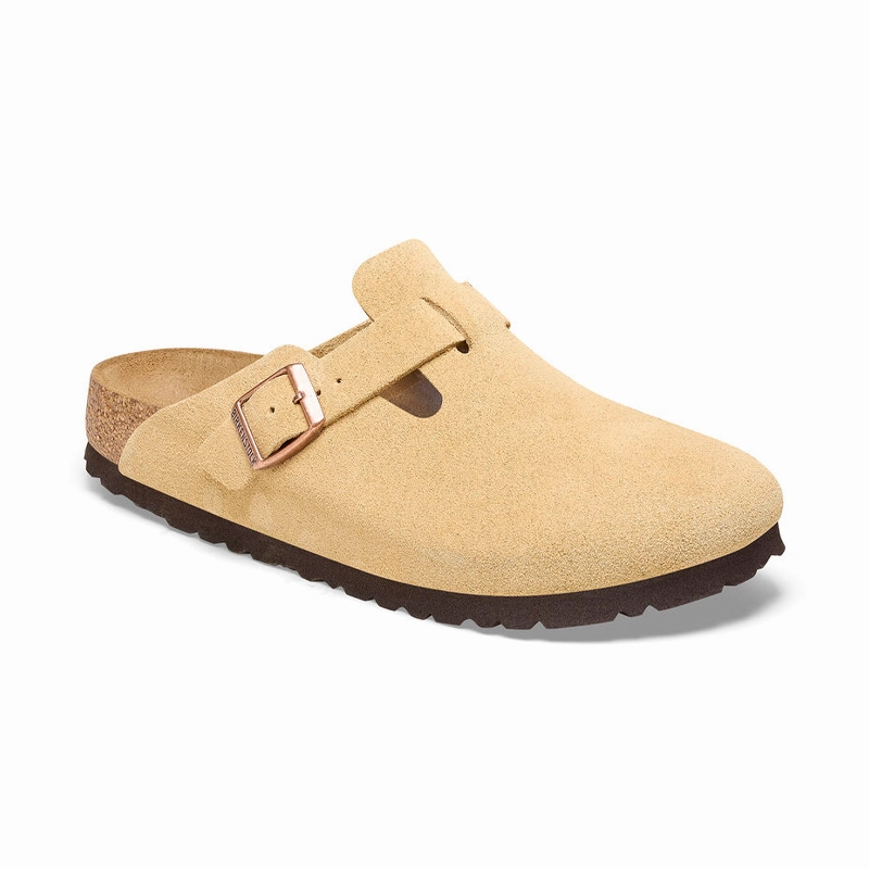 Women's Boston Narrow Latte Cream Suede Active Style Slides