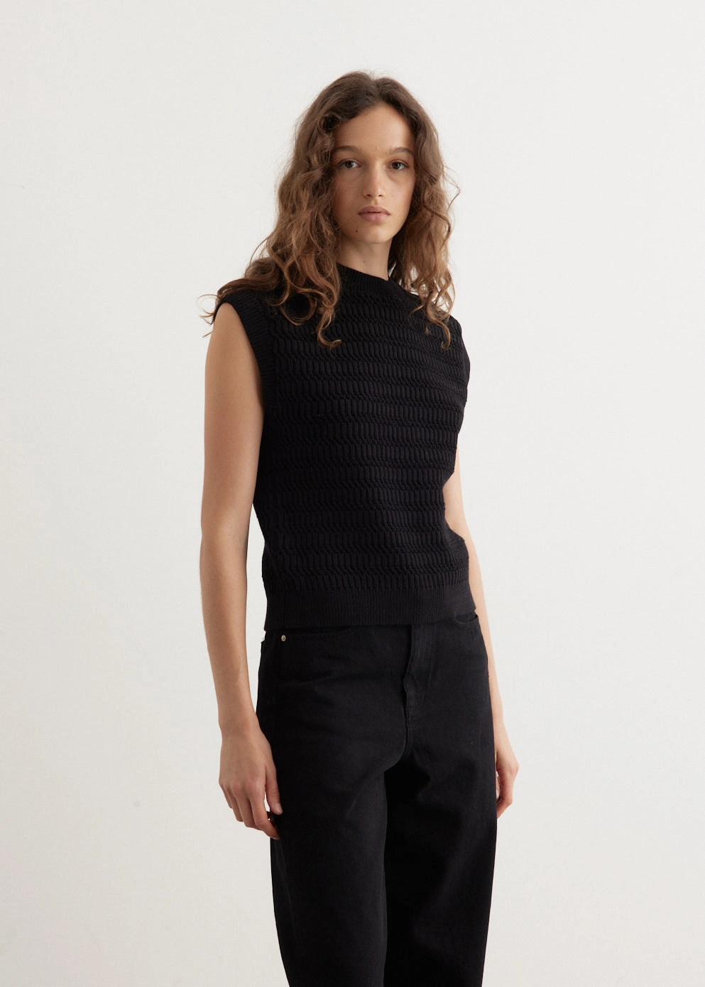 Eco Certified Fibers Present Textured Knit Vest