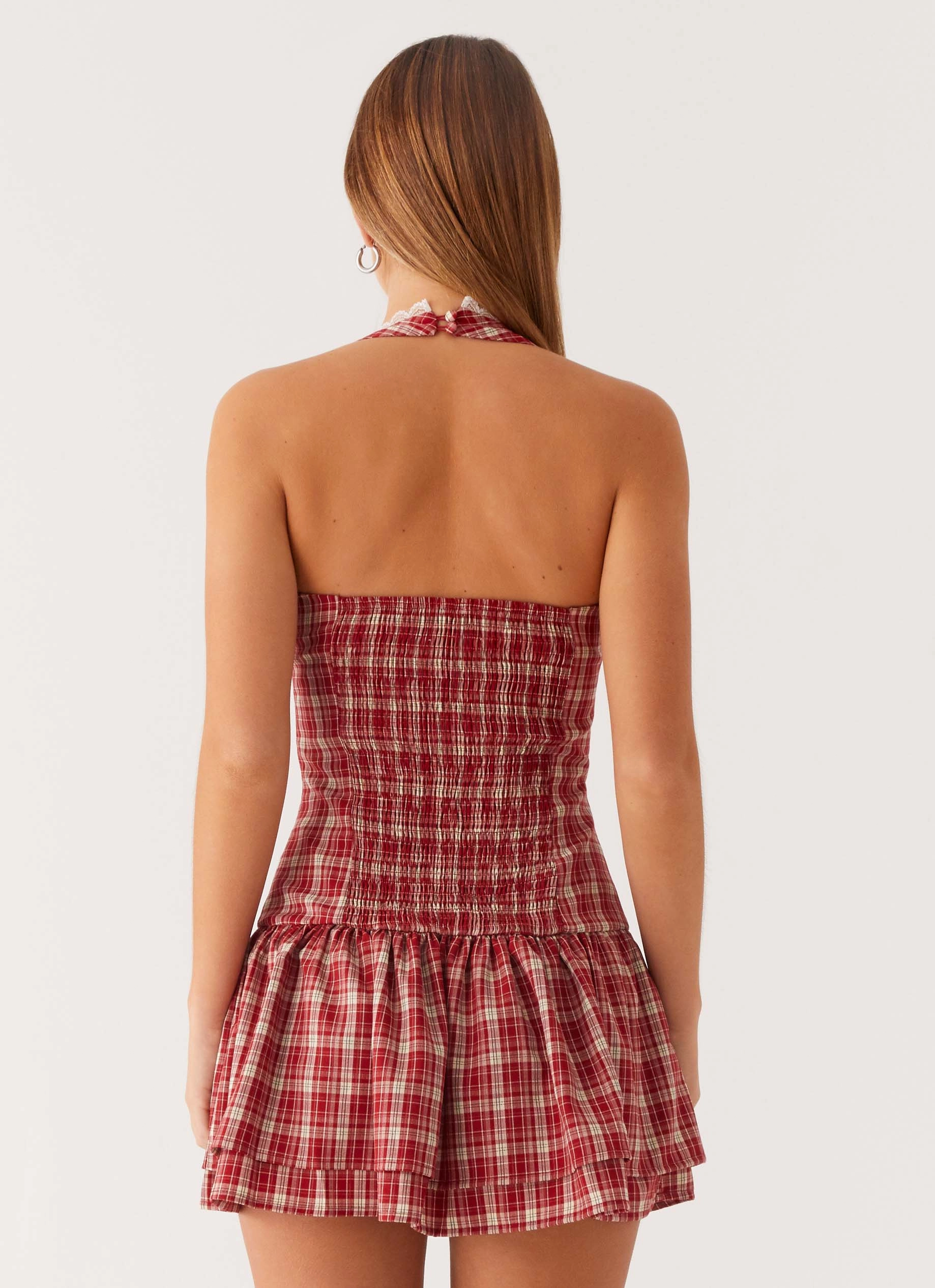 Lotus Dream Mini Dress - Ruby Check Easy Comfort