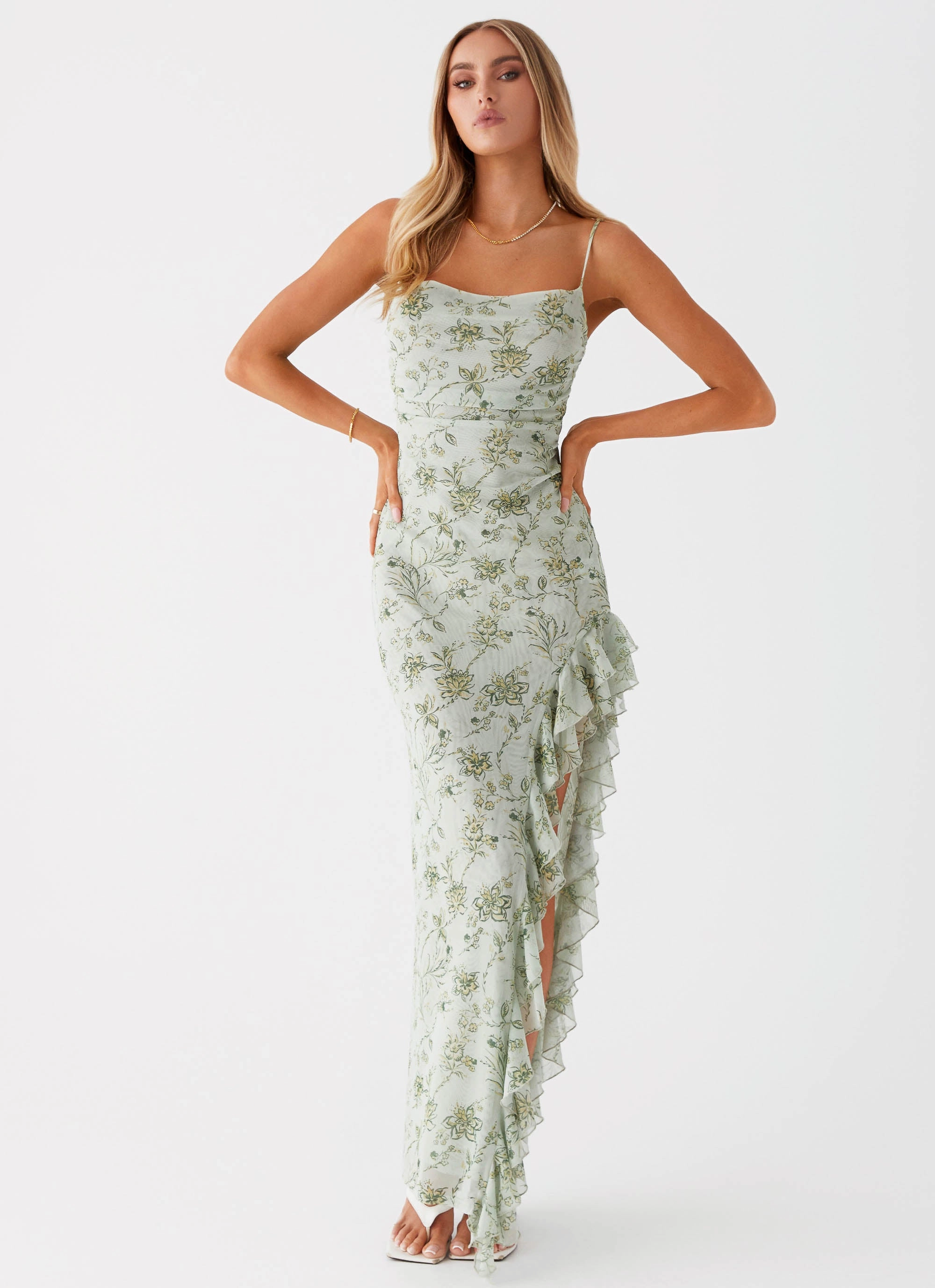 Evening Tone Lightweight warm-weather dress Princessa Maxi Dress - Sage Floral