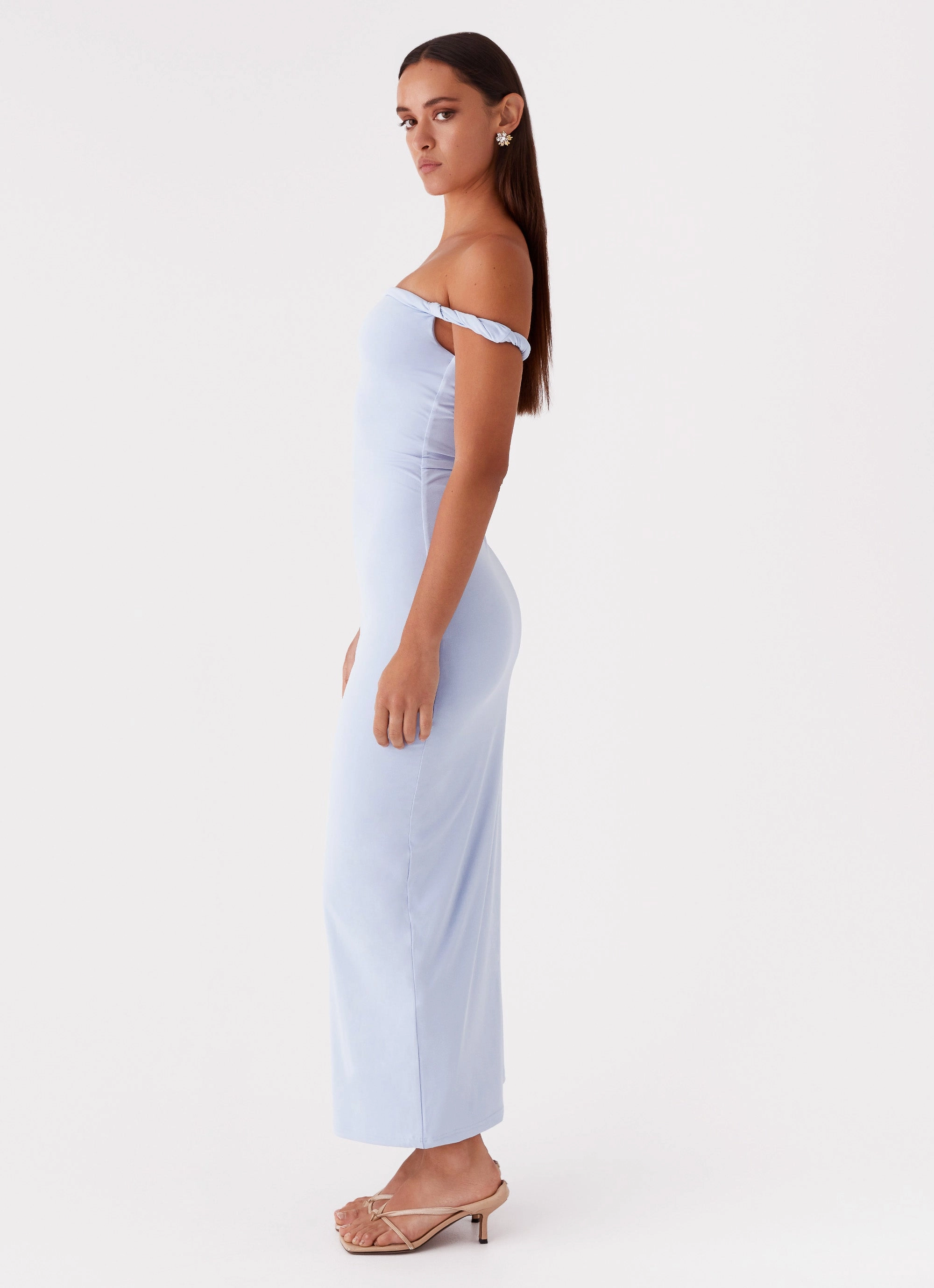Arabella Twist Shoulder Maxi Dress - Blue Fashionable Comfort Wear