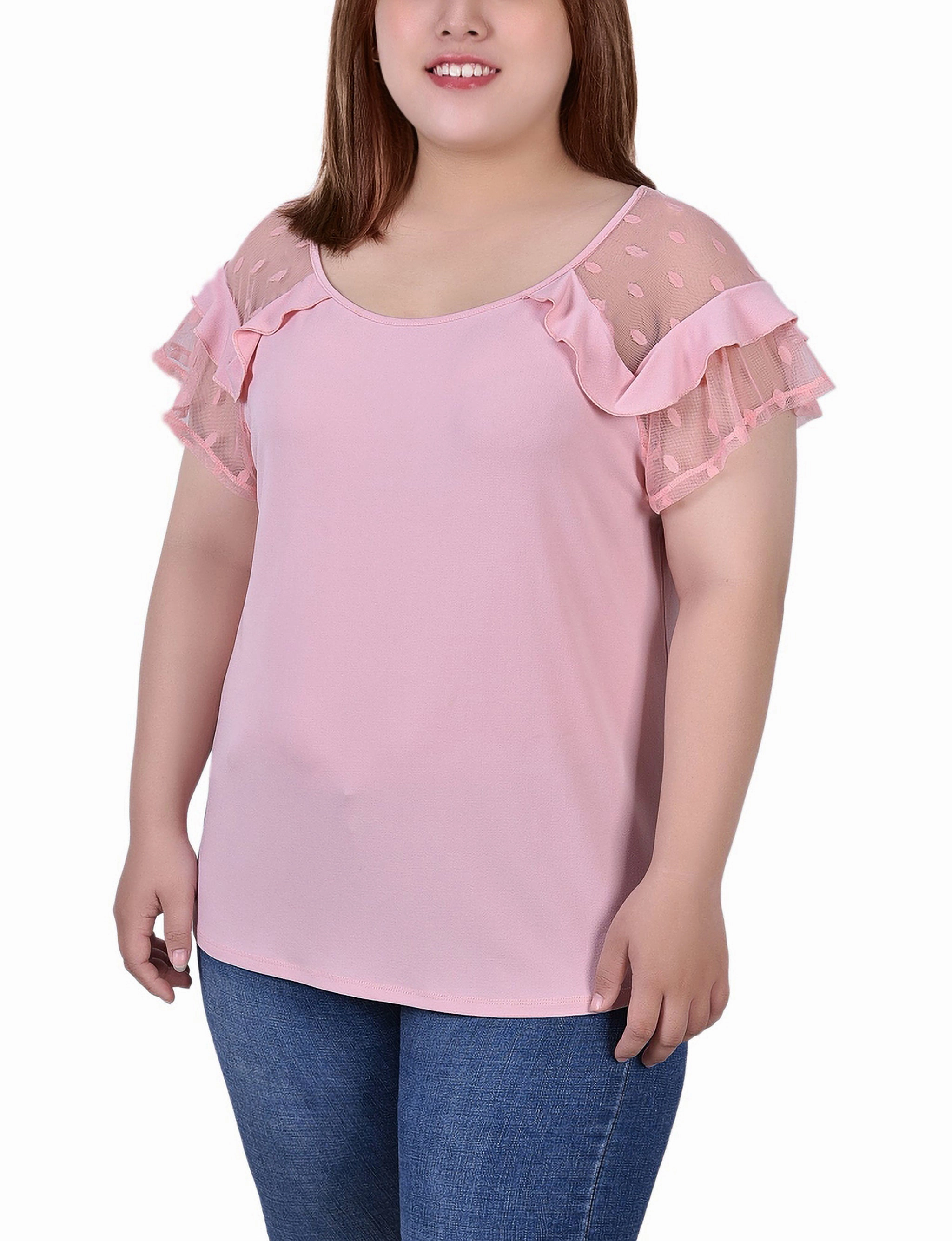 Plus Size Short Dot Sleeve Top Youthful Mood
