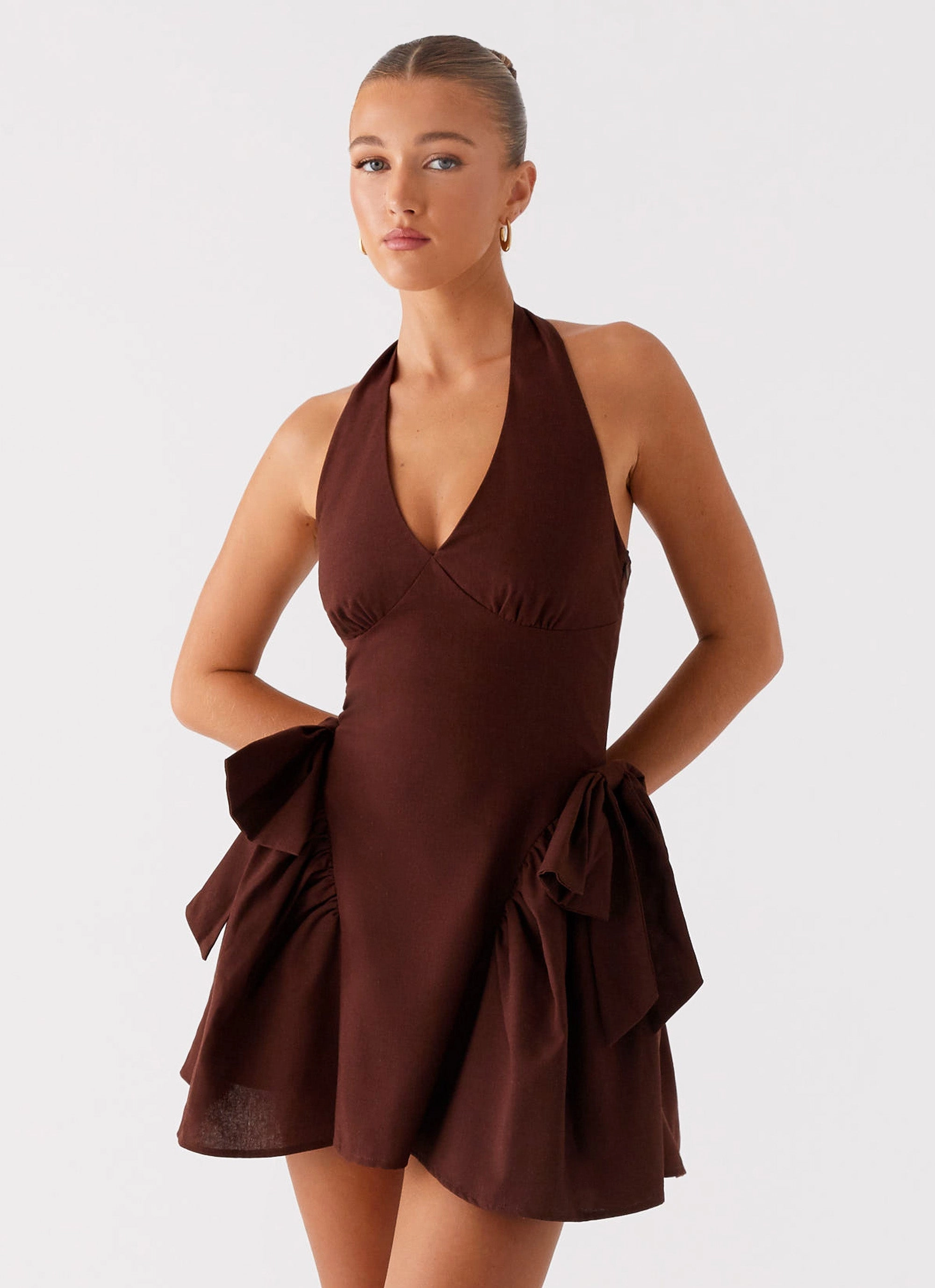 Avalo Mini Dress - Chocolate Fitted Style Cool Palette