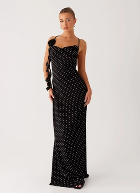 Aura Glow Easy Look Purely Maxi Dress - Black Polka Dot