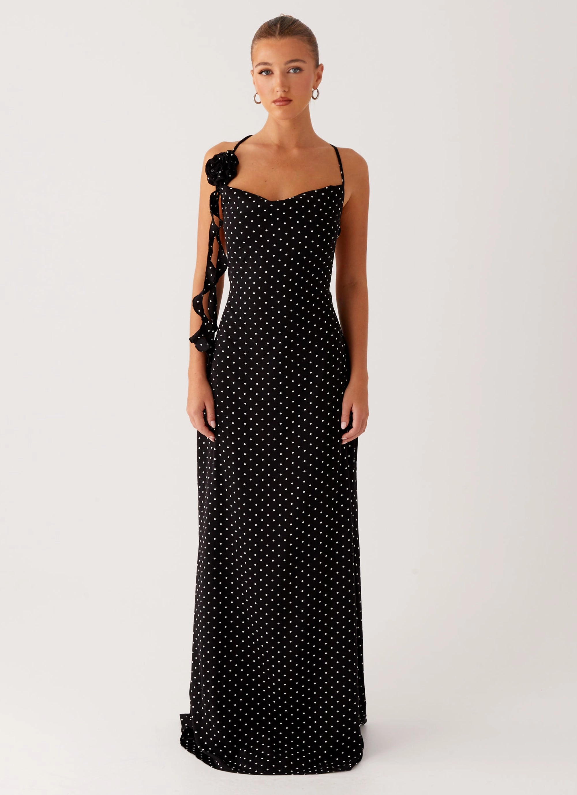 Purely Maxi Dress - Black Polka Dot Studio Style Trendy Wearable