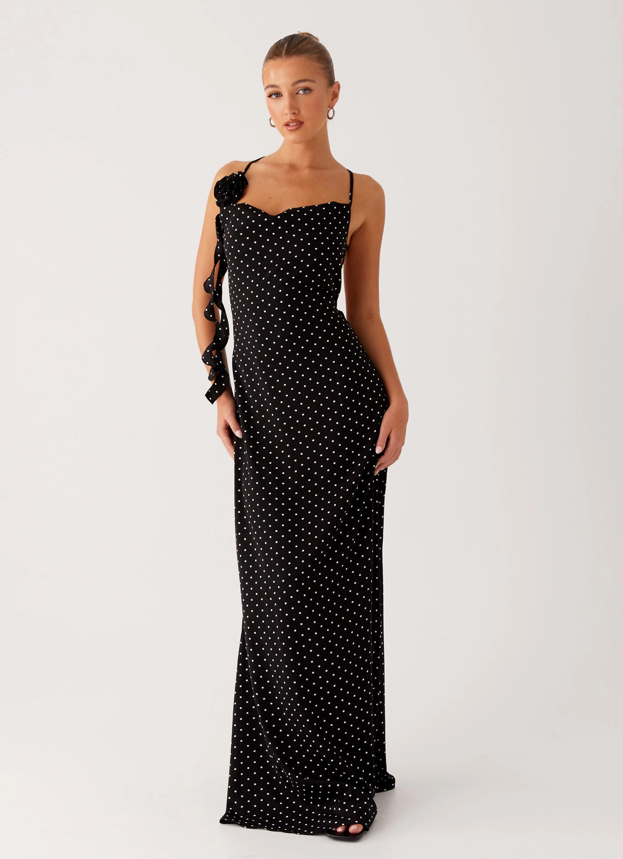 Aura Glow Easy Look Purely Maxi Dress - Black Polka Dot