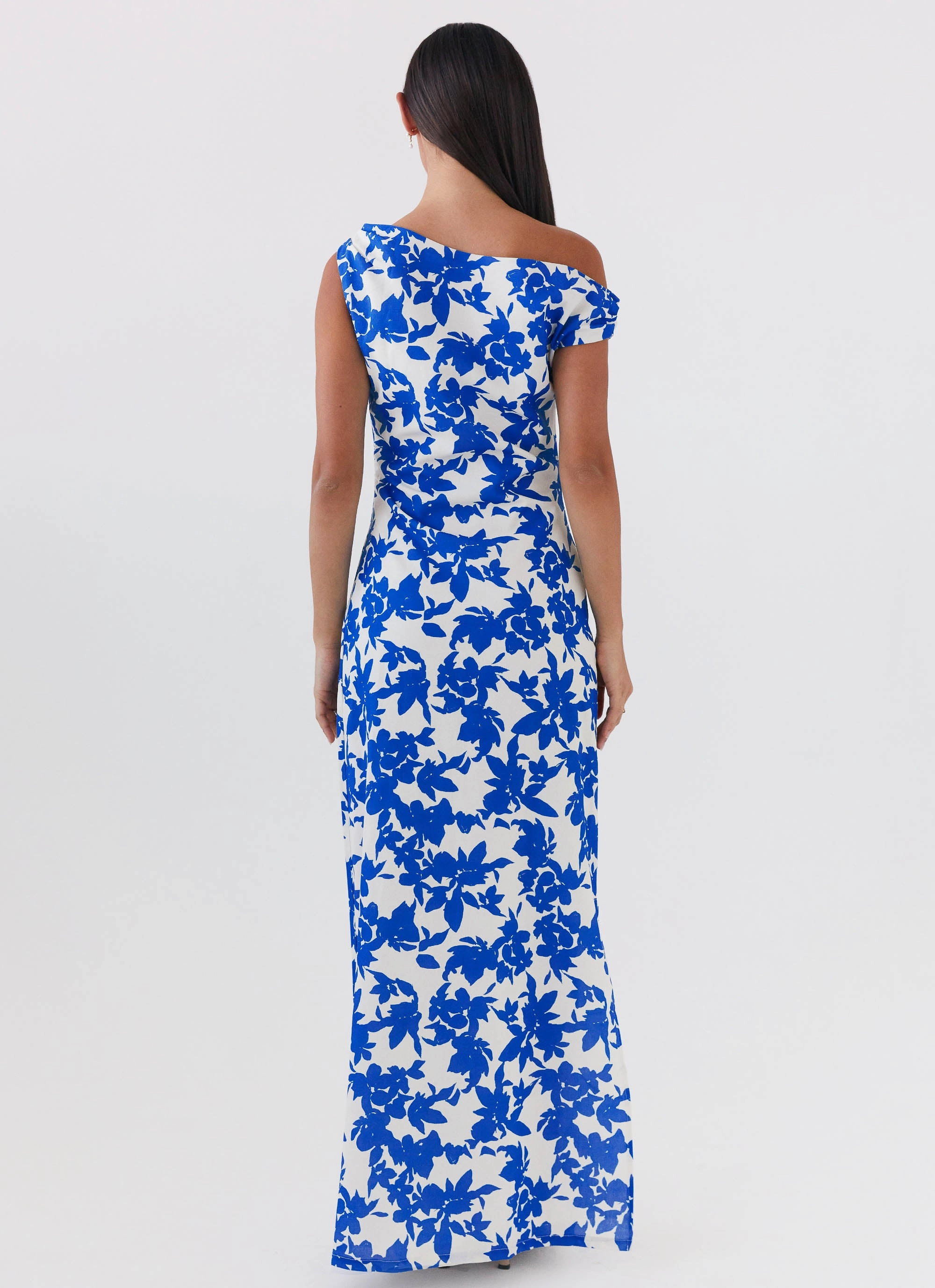 Cafe Vibe Nature Glow Pyper Off Shoulder Maxi Dress - Blue Floral