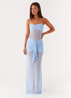 Lily Halter Maxi Dress - Blue Romantic dinner wear Sporty-Look