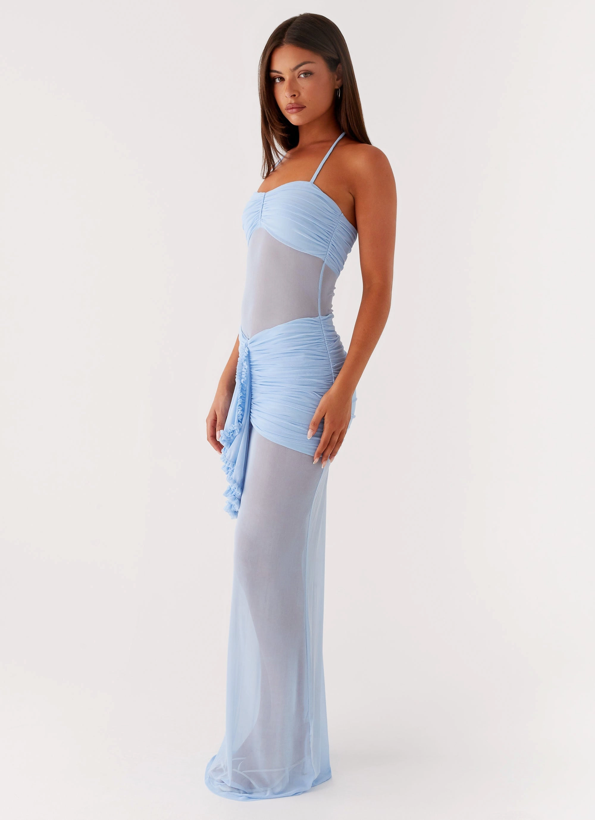 All-Season Comfort Lily Halter Maxi Dress - Blue