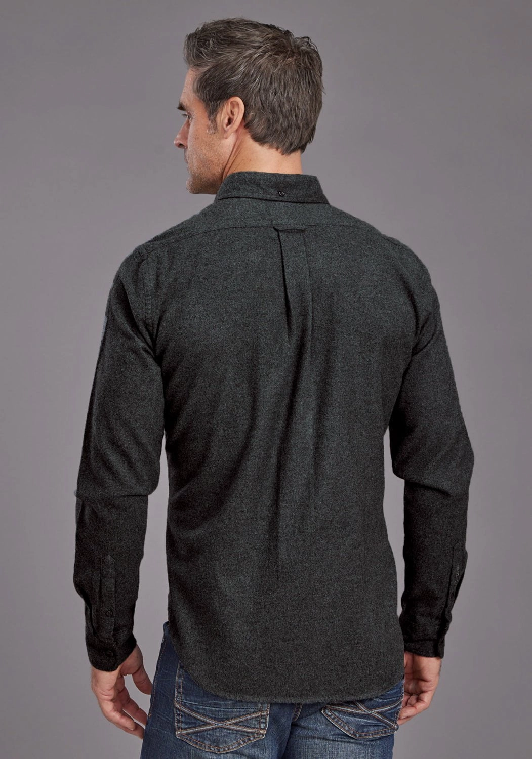 No Bulk Layering System Holiday Outfit Stetson Mens Brushed Heather Flannel Grey 100% Cotton 1 Pkt L/S Shirt