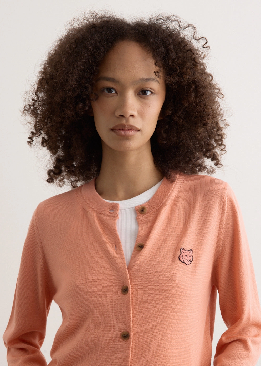 Bold Fox Head Patch Regular Cardigan Modern Aesthetic MultiPocketStyle