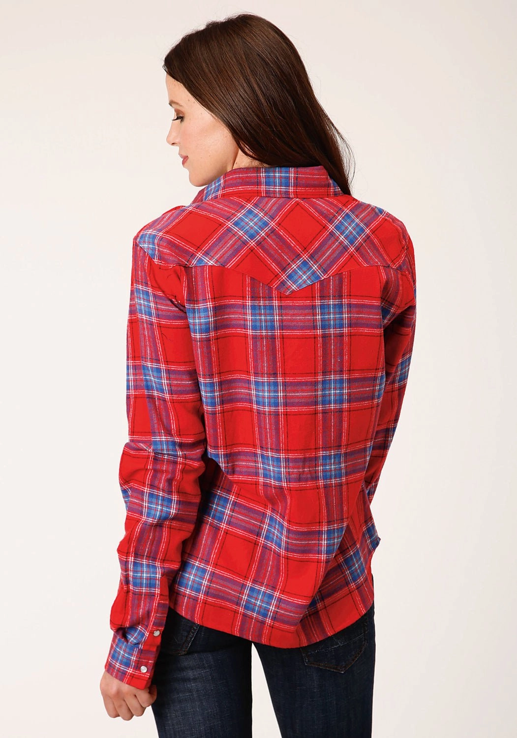 Holiday Outfit Roper Womens Unlined Flannel Red 100% Cotton L/S Shirt