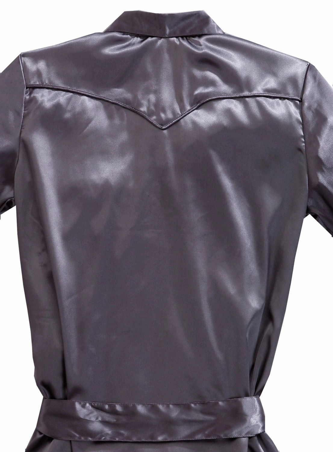 Petite Cut Tin Haul Womens Self Belted Western Grey 100% Polyester L/S Shirt