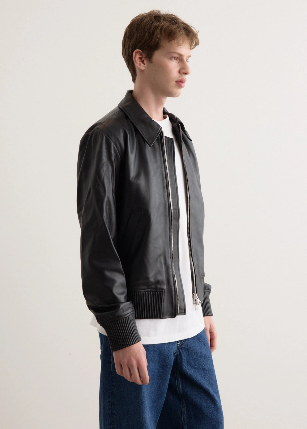 Florian Leather Jacket Rubberized Trims