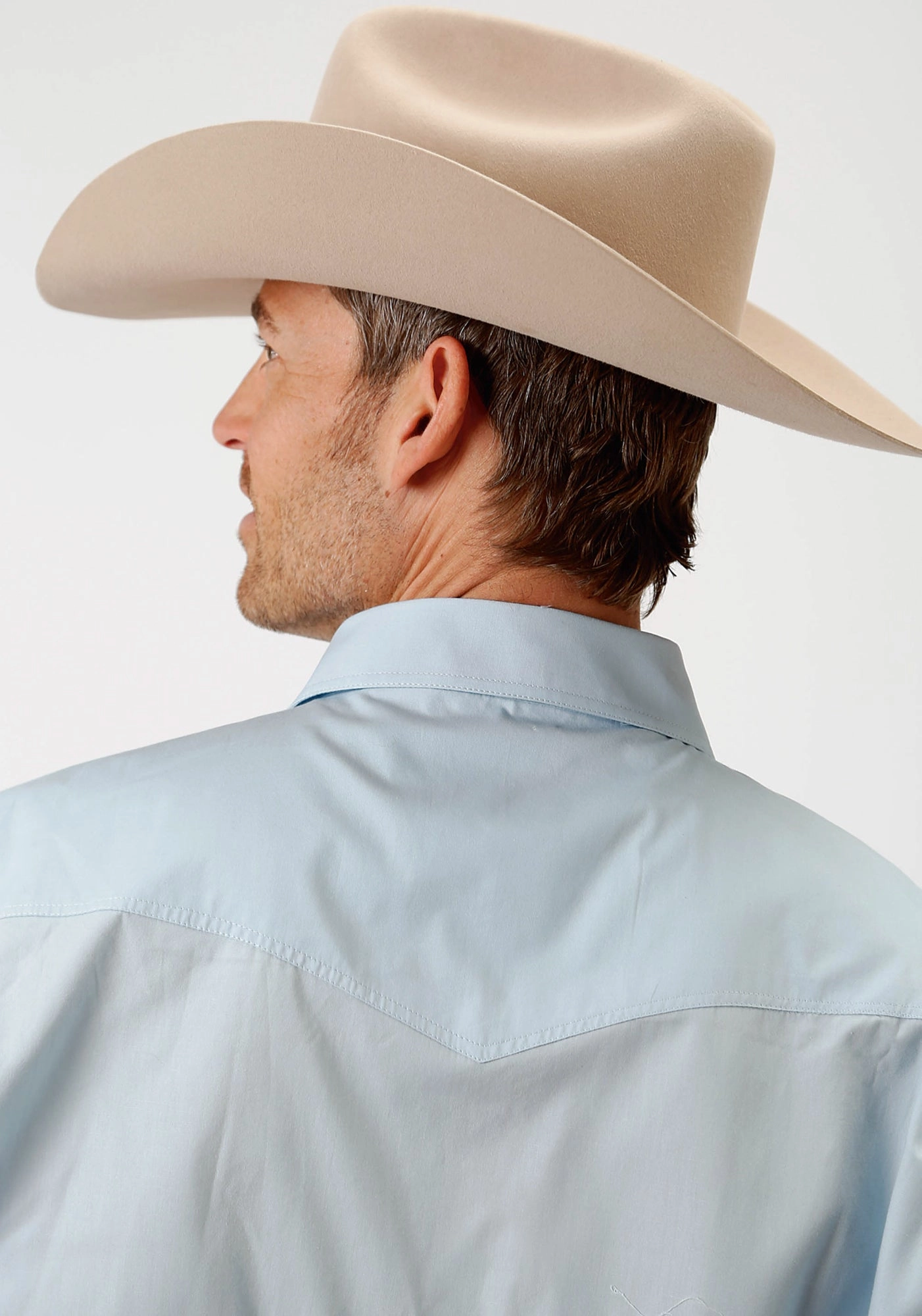 Abstract print Roper Tall Mens Light Blue 100% Cotton Poplin L/S Shirt